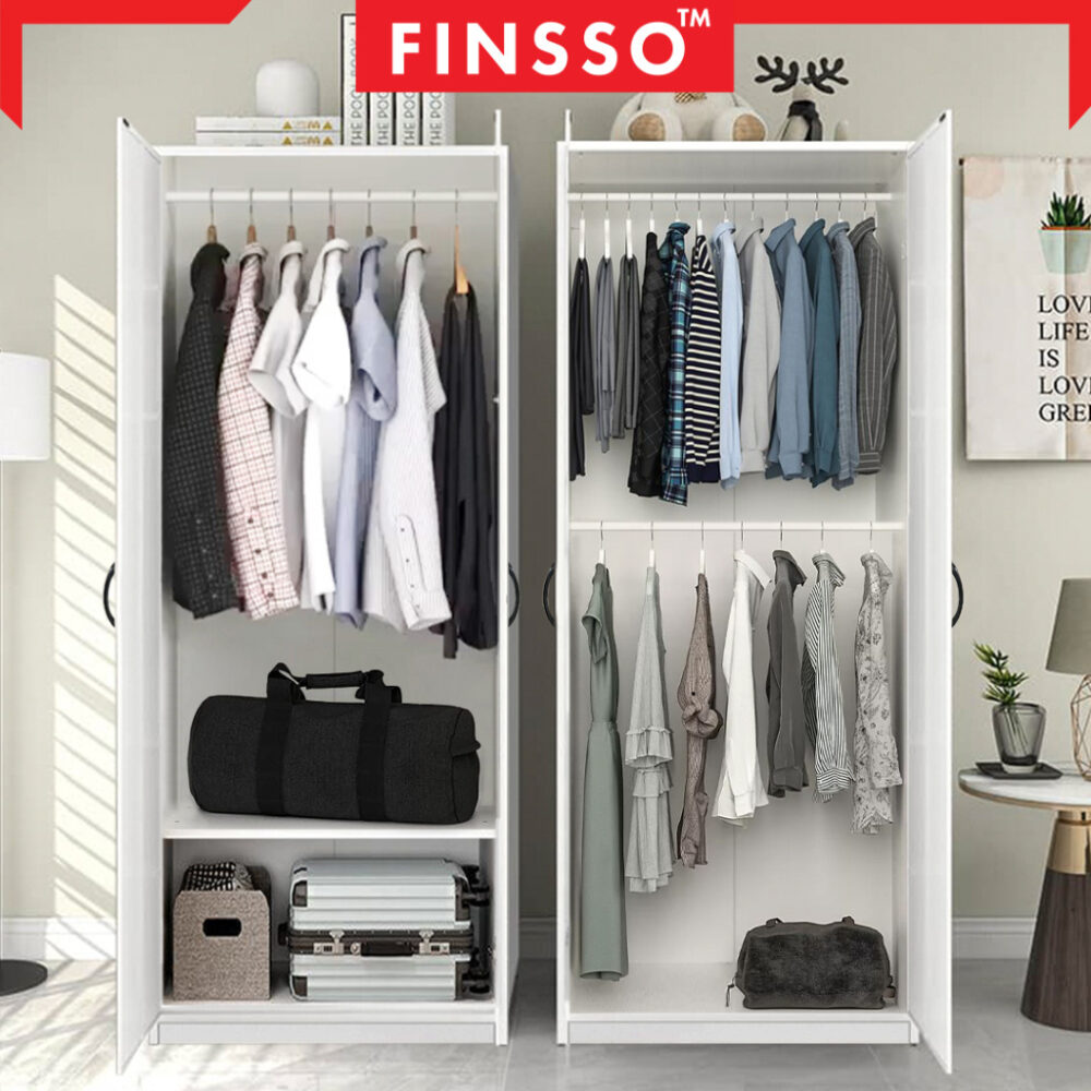 2IN1 Design  2 Door 5 Tier with Tudung Hanging Wooden Wardrobe /Almari Baju (2 Cara Pasang, 2 Design in 1 Item) - Image 2