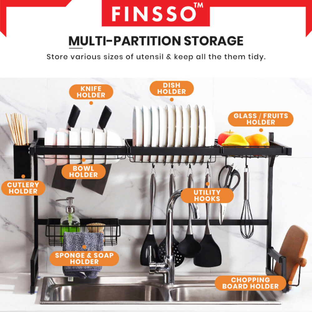 Eureka Rack Rak Pinggan Sinki / Stainless Steel Rak Dapur Drying Rack Dish Kitchen Organizer Rack Dish Drainer - Image 2