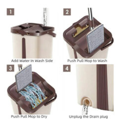 2in1 Scratch Mop with Bucket and Mop Pads Spin Mop - Self-Wash and Squeeze Dry Flat Mop/ Mop Lantai - Image 2