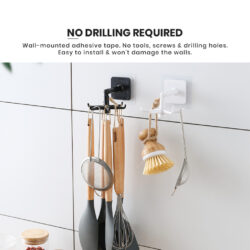 360° Rotatable Cooking Utensil Hanger Self-adhesive Hanger Wall-mounted Kitchen Tools - Image 4