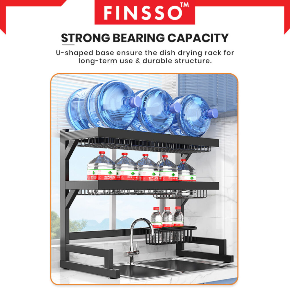 Eureka Rack Rak Pinggan Sinki / Stainless Steel Rak Dapur Drying Rack Dish Kitchen Organizer Rack Dish Drainer - Image 7