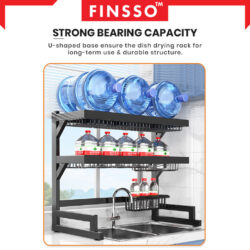 Eureka Rack Rak Pinggan Sinki / Stainless Steel Rak Dapur Drying Rack Dish Kitchen Organizer Rack Dish Drainer - Image 7