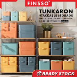 Tunkaron Multipurpose Stackable Storage Organizer Box Container Basket Portable Handle Storage Box With Lid