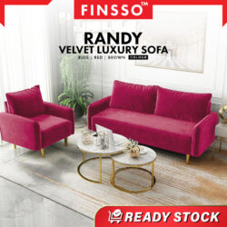 Randy Velvet Fabric Post Modern Luxury Sofa Set/Modern Classic Sofa Velvet Fabric Sofa/1/2/3 seater sofa - Image 3