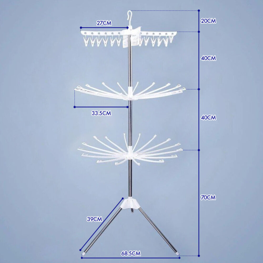 3 Tier Foldable Stainless Steel Drying Rack & Ampaian Baju Baby hanger baju baby / Rak Baju - Image 9