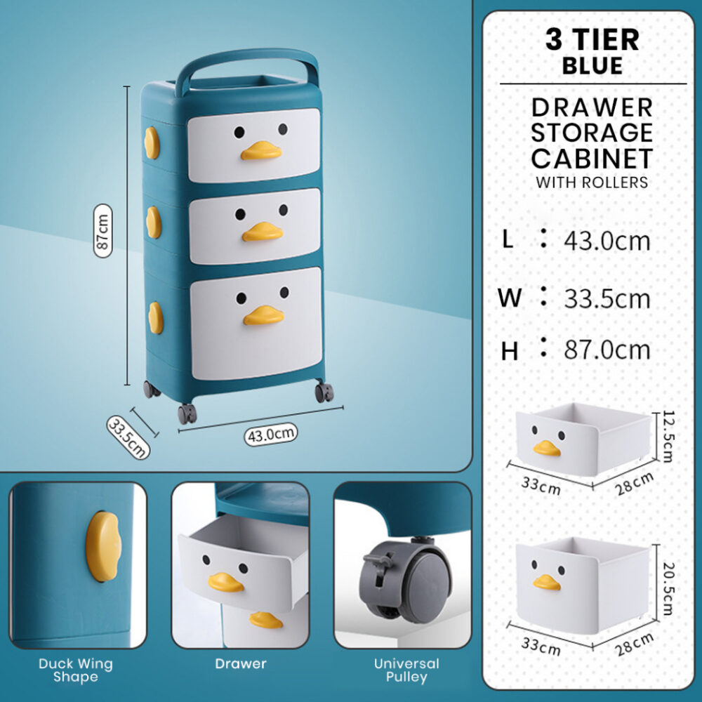 2/3/4 Layers Cartoon Drawer Storage Cabinet Toy Storage Oragnizer Clothes Wardrobe Rack For Kid/Ducky - Image 9