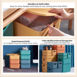 Tunkaron Multipurpose Stackable Storage Organizer Box Container Basket Portable Handle Storage Box With Lid - Image 6