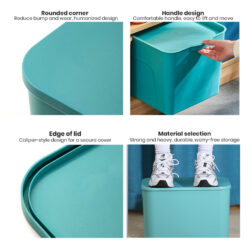 Tunkaron Multipurpose Stackable Storage Organizer Box Container Basket Portable Handle Storage Box With Lid - Image 9