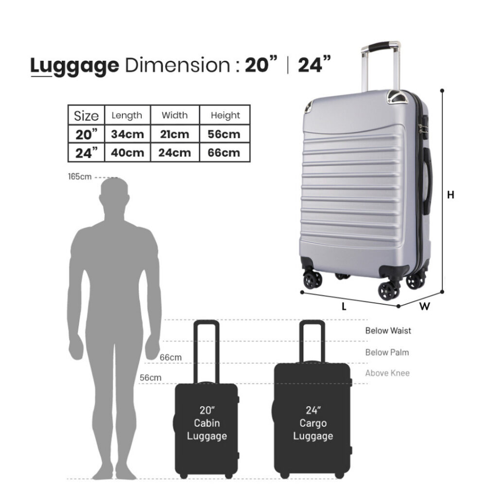 Moss Travel luggage ABS material bag 20"/24"/28" inch plain travel suitcase beg - Image 8