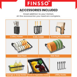 Eureka Rack Rak Pinggan Sinki / Stainless Steel Rak Dapur Drying Rack Dish Kitchen Organizer Rack Dish Drainer - Image 8