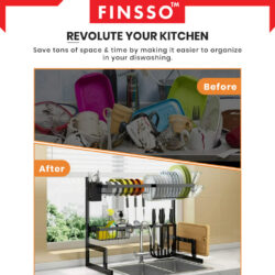 Eureka Rack Rak Pinggan Sinki / Stainless Steel Rak Dapur Drying Rack Dish Kitchen Organizer Rack Dish Drainer - Image 4