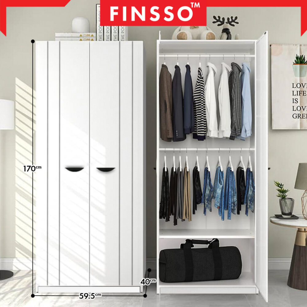 2IN1 Design  2 Door Wardrobe Cupboard Storage Cabinet Baju Almari 2 pole (2 Cara Pasang, 2 Design in 1 Item) - Image 3