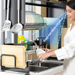 Eureka Rack Rak Pinggan Sinki / Stainless Steel Rak Dapur Drying Rack Dish Kitchen Organizer Rack Dish Drainer - Image 6