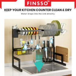 Eureka Rack Rak Pinggan Sinki / Stainless Steel Rak Dapur Drying Rack Dish Kitchen Organizer Rack Dish Drainer - Image 3
