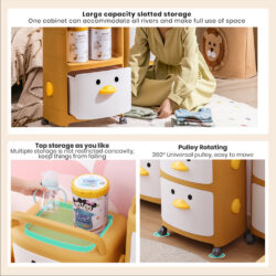 2/3/4 Layers Cartoon Drawer Storage Cabinet Toy Storage Oragnizer Clothes Wardrobe Rack For Kid/Ducky - Image 5