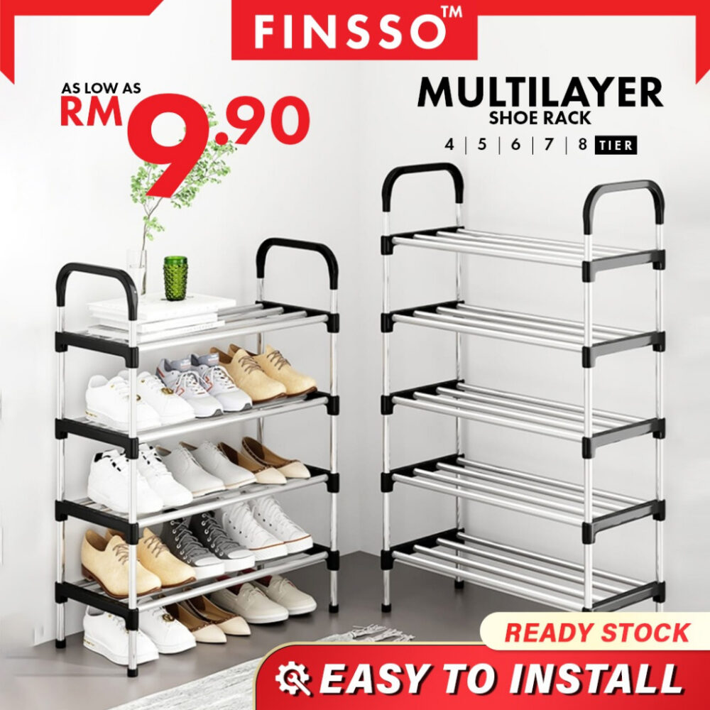 rak kasut Multi Layer Storage Organizer Space Saving Shoe Rack/ rak kasut murah & besi / Space Adjustable