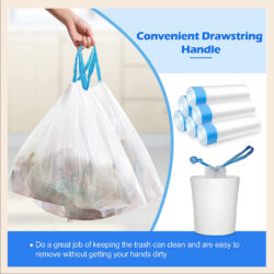 Portable Thickened Garbage Bag with Drawstring Kitchen Plastic Bag with Rope Leakage Proof Random Color - Image 5