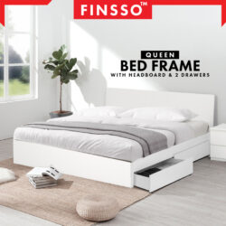 SNOW SERIES QUEEN SIZE WOODEN BED FRAME WITH HEADBOARD - Image 4