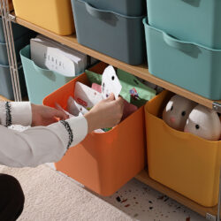 Tunkaron Multipurpose Stackable Storage Organizer Box Container Basket Portable Handle Storage Box With Lid - Image 5