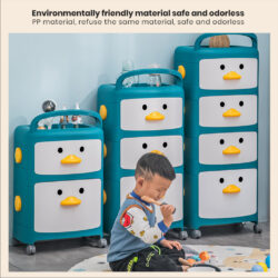 2/3/4 Layers Cartoon Drawer Storage Cabinet Toy Storage Oragnizer Clothes Wardrobe Rack For Kid/Ducky - Image 3