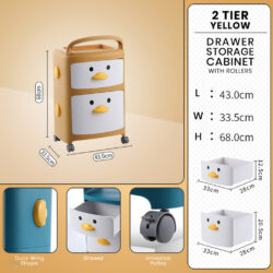 2/3/4 Layers Cartoon Drawer Storage Cabinet Toy Storage Oragnizer Clothes Wardrobe Rack For Kid/Ducky - Image 7