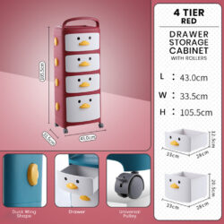 2/3/4 Layers Cartoon Drawer Storage Cabinet Toy Storage Oragnizer Clothes Wardrobe Rack For Kid/Ducky - Image 8