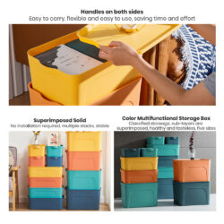 Tunkaron Multipurpose Stackable Storage Organizer Box Container Basket Portable Handle Storage Box With Lid - Image 8