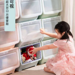 Stackable Storage Box With Lid Chest Drawer Storage Box Rack Plastic Container Removable Wheel/Verbena - Image 6