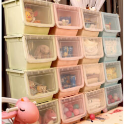 Stackable Storage Box With Lid Chest Drawer Storage Box Rack Plastic Container Removable Wheel/Verbena - Image 4