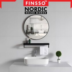 Nordic simple bathroom mirror fashionable bathroom round mirror wall hanging no punching bathroom mirror round - Image 2