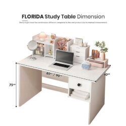 Thicker board (12mm) Snow Series Arlo Luxury bed room set / Office desk Study Desk + DRAWER & LOCK / study table - Image 9