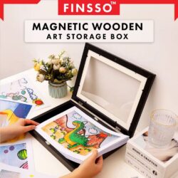 Magnetic Wooden A4 / A3 size Frame / Flip Cover Art Storage Box / Kids Art Frames / Wall-mounted