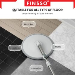 Momo Spin Mop Flat Mop Round Head Floor Clean Water Separated Mop Quick Dry Microfiber Cloth Mop Lantai Mop - Image 5