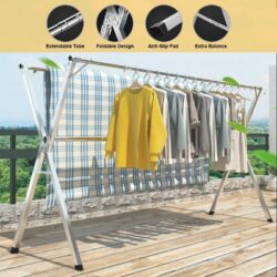 Foldable Mobility Stainless Steel hanging rack / Clothing Drying Rack /Rak Baju Laundry Rack - Image 5