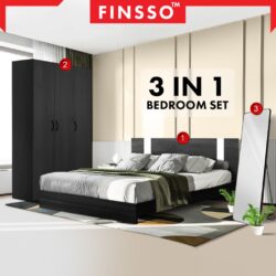 Wooden Queen Divan Bed Frame / 3 door Wooden Wardrobe / Dressing Mirror/Bedroom set - Image 2