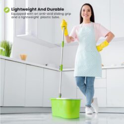 Stainless Steel Spin Mop with Basket & Wheels Multiple Color Choice Semi-auto Spin Mop - Image 8