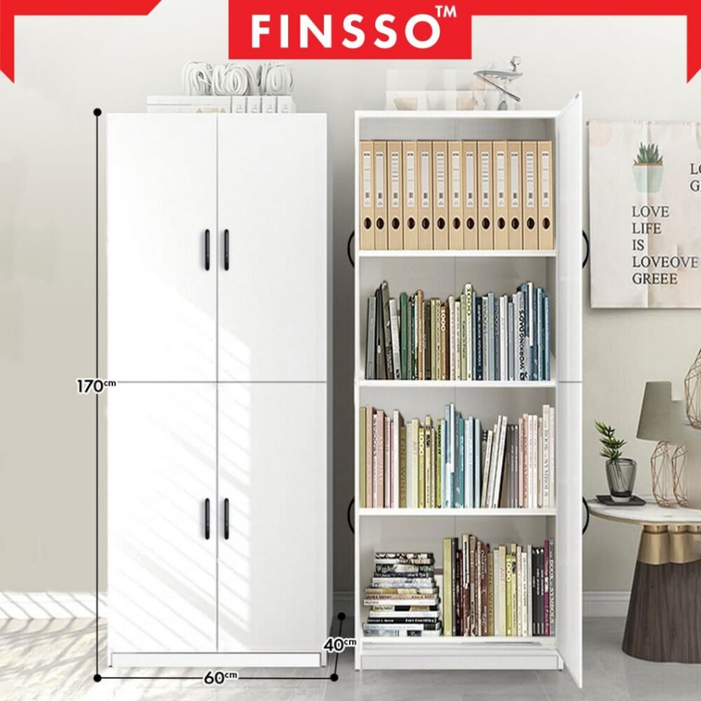 Osaka Modern Large Bookshelf / Book Cabinet with 4 Door File Rack / File Cabinet Shelves/ Rak Buku - Image 9
