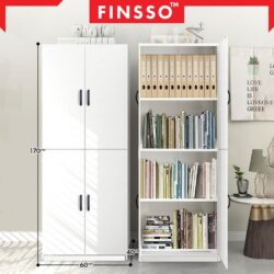 Osaka Modern Large Bookshelf / Book Cabinet with 4 Door File Rack / File Cabinet Shelves/ Rak Buku - Image 9