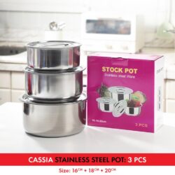 CASSIA 5 in 1 Stainless Steel Pot /410 Stainless Steel/Food Stock With Lid Periuk Masak Food Storage/indian pot - Image 9