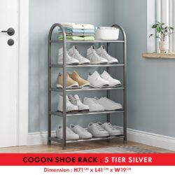 COGON 4 / 5 Tiers Shoe Rack Shoes Storage Organizer Racks Shoe Shelf Indoor Outdoor Kasut Keluli Tahan Karat 鞋架 - Image 6