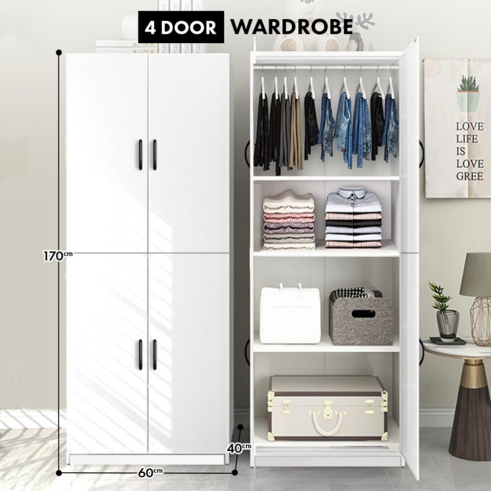 2IN1 Design  2 Door Wardrobe Cupboard Storage Cabinet Baju Almari 2 pole (2 Cara Pasang, 2 Design in 1 Item) - Image 6