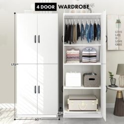 2IN1 Design  2 Door Wardrobe Cupboard Storage Cabinet Baju Almari 2 pole (2 Cara Pasang, 2 Design in 1 Item) - Image 6