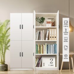 Modern Large Multifunctional Book Cabinet with 2 Door 5 tier /Bookshelf / Bookshelves - Image 8