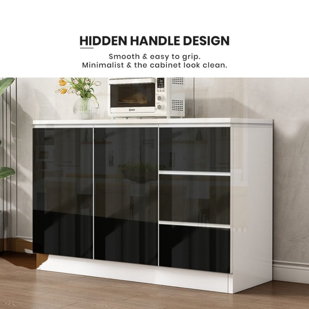Fella Modern High Gloss kitchen cabinet with Gloss Surface / kabinet bawah table top - Image 2
