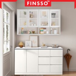 Multifunctional Kitchen Glass Wall Shelves Cabinet - Image 4