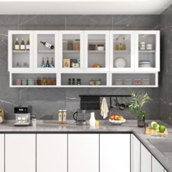 Multifunctional Kitchen Glass Wall Shelves Cabinet - Image 5