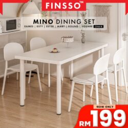 Mino Dinning Table with 4 Chair / Simple Medium Sized Dining Table & Dining Chair/Dining Set/Study Table/meja - Image 5