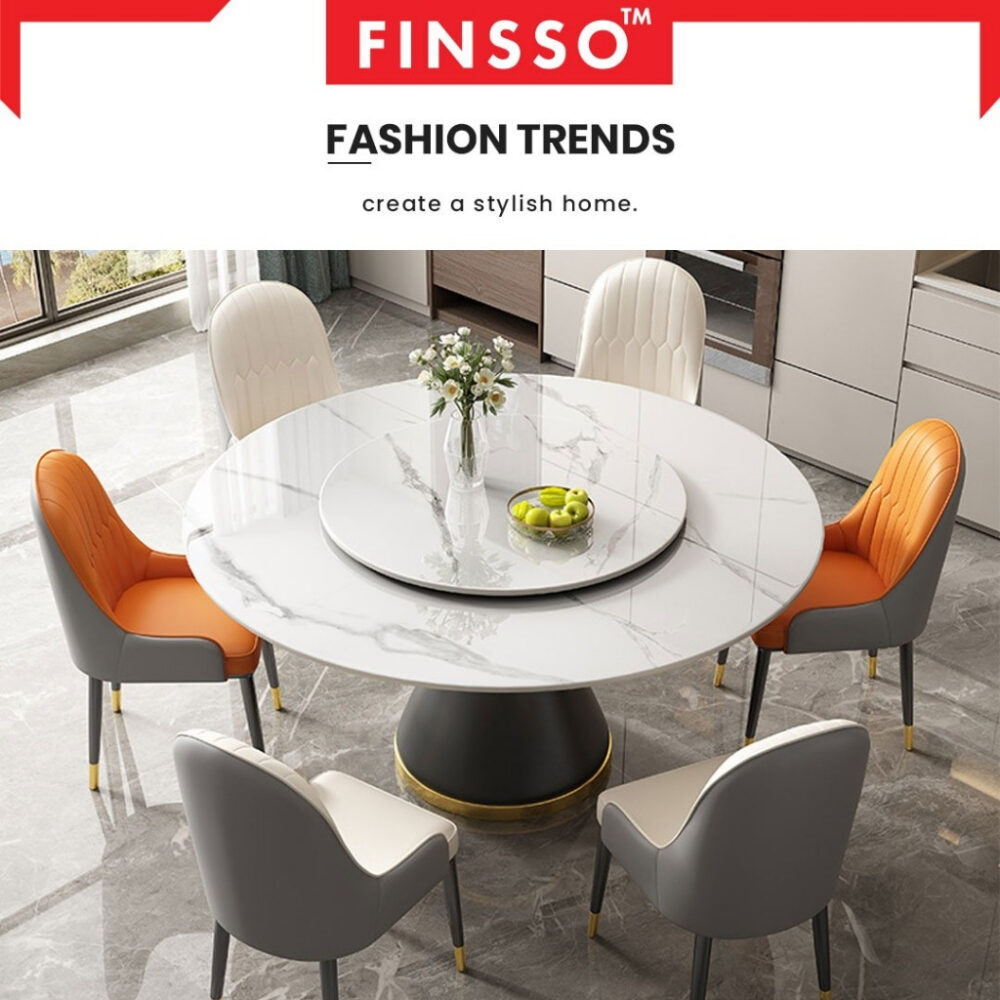 Logan Marble Sintered Stone dining table meja makan / Anti scratch, anti heat stone/ 圆桌 / 石桌 - Image 2