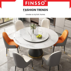 Logan Marble Sintered Stone dining table meja makan / Anti scratch, anti heat stone/ 圆桌 / 石桌 - Image 2
