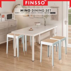 Mino Dinning Table with 4 Chair / Simple Medium Sized Dining Table & Dining Chair/Dining Set/Study Table/meja - Image 2